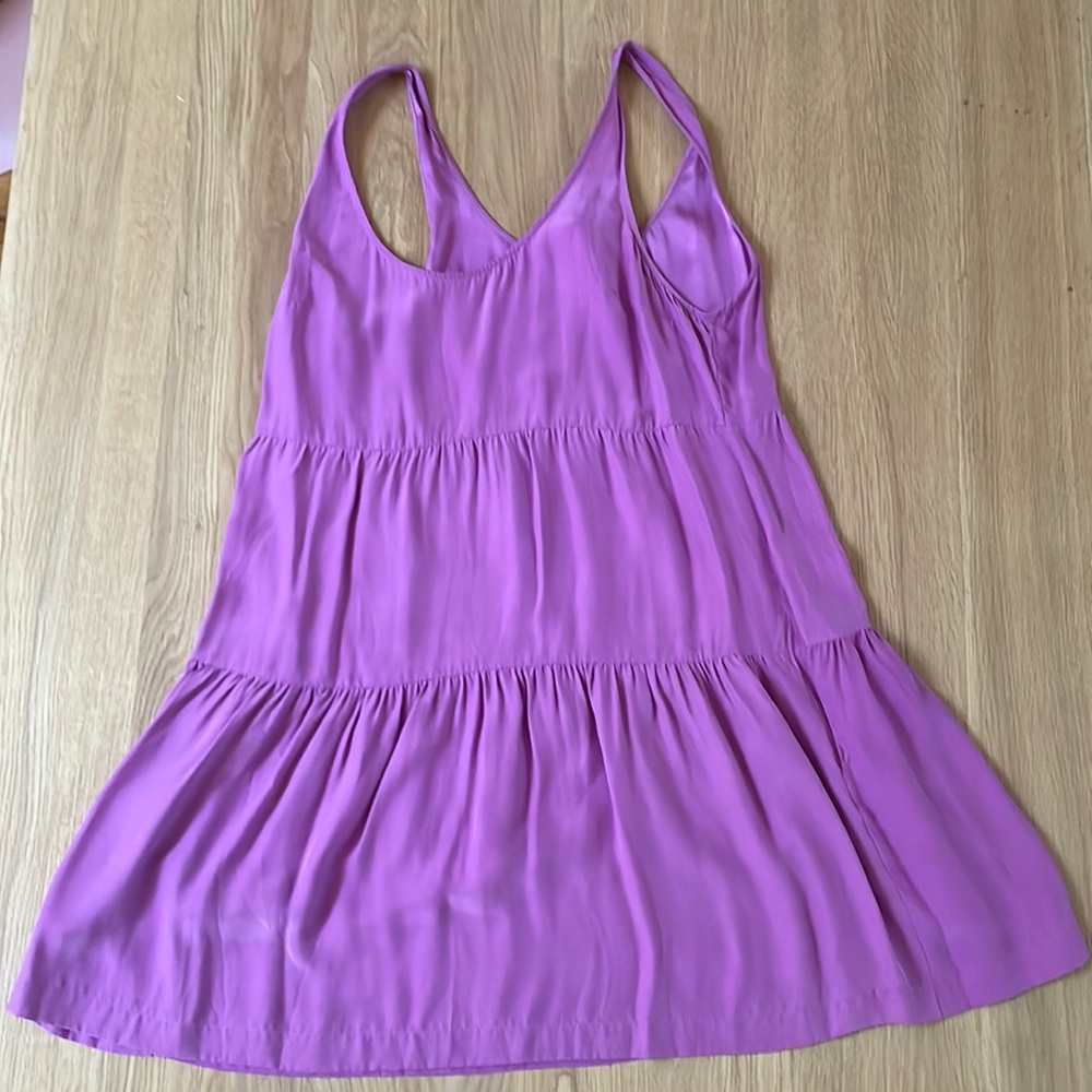 Silk purple three-tiered dress